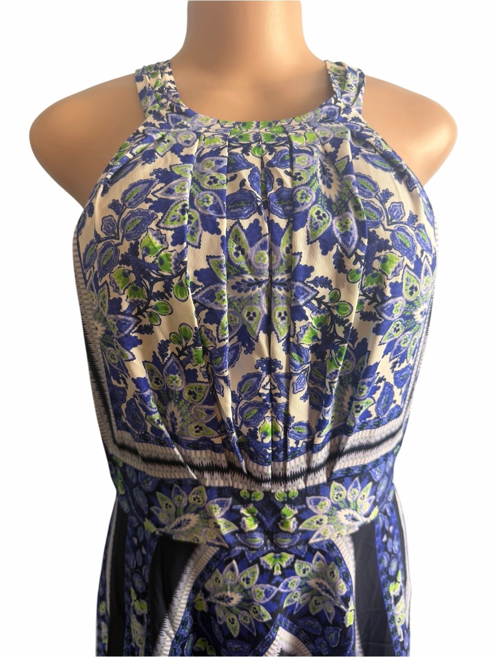 Eliza J Scarf Print Navy and White Floral Halter Maxi Dress - Picture 3 of 10